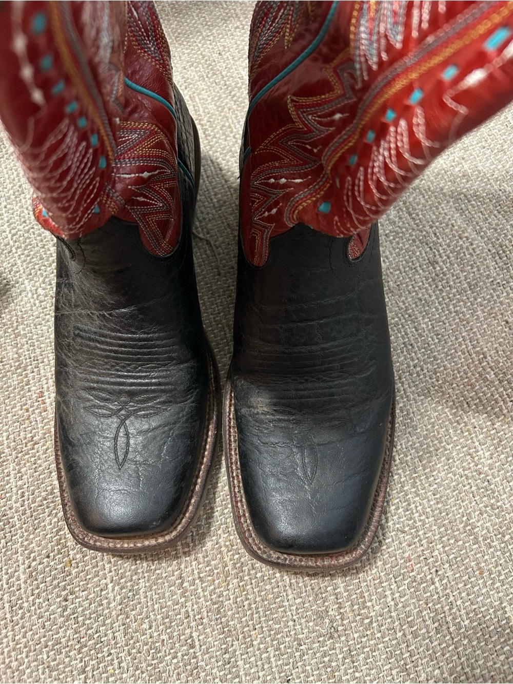 Ariat Women's Black & Red Western Boots with Turquoise Accents - Picture 5 of 9